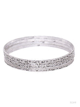 Load image into Gallery viewer, Adorn by Nikita 92.5 Sterling Silver Texture Design Bangle Set
