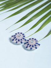 Load image into Gallery viewer, Adorn by Nikita 92.5 Sterling Silver Blue And White CZ Stone Earring
