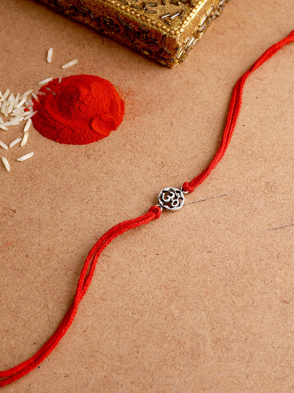 Adorn By Nikita Ladiwala Silver-Toned Handcrafted Rakhi Bracelet